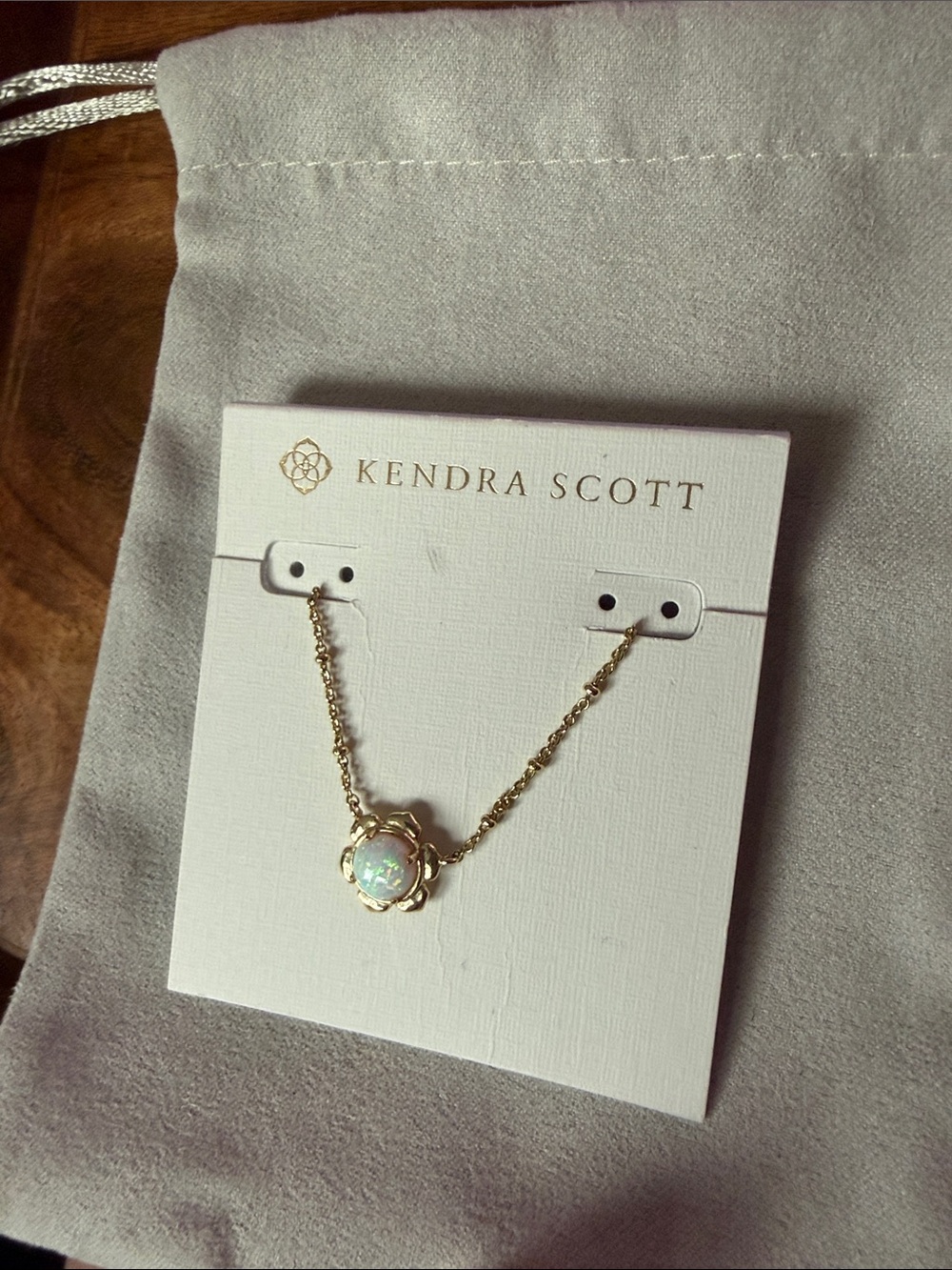 Kendra Scott Gold Iridescent Opal Flower Necklace